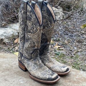 Circle G square toe mid calf cowboy boots size 6 western cowgirl rodeo